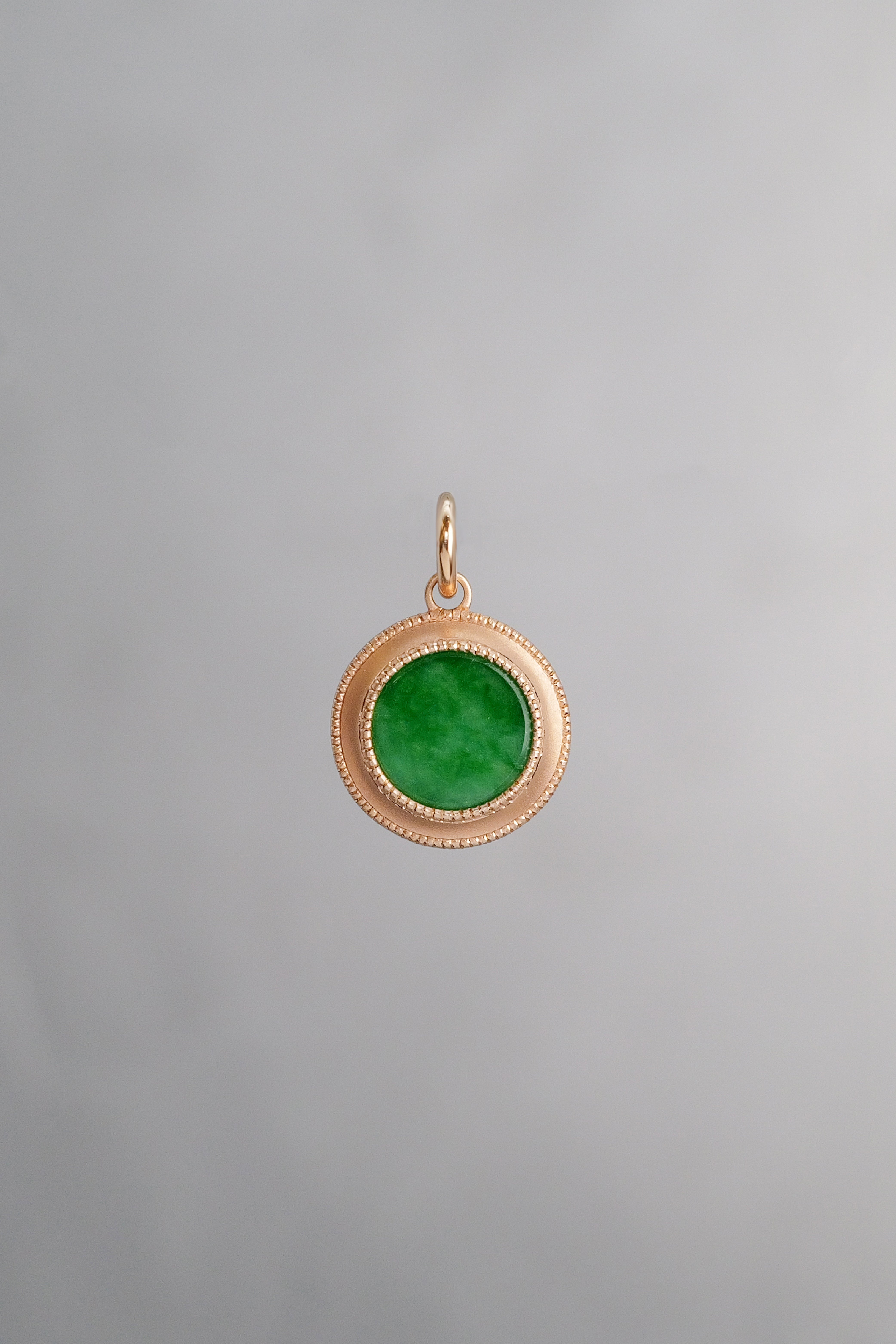 18K Rose Gold Millegrain Jadeite Sun Tag