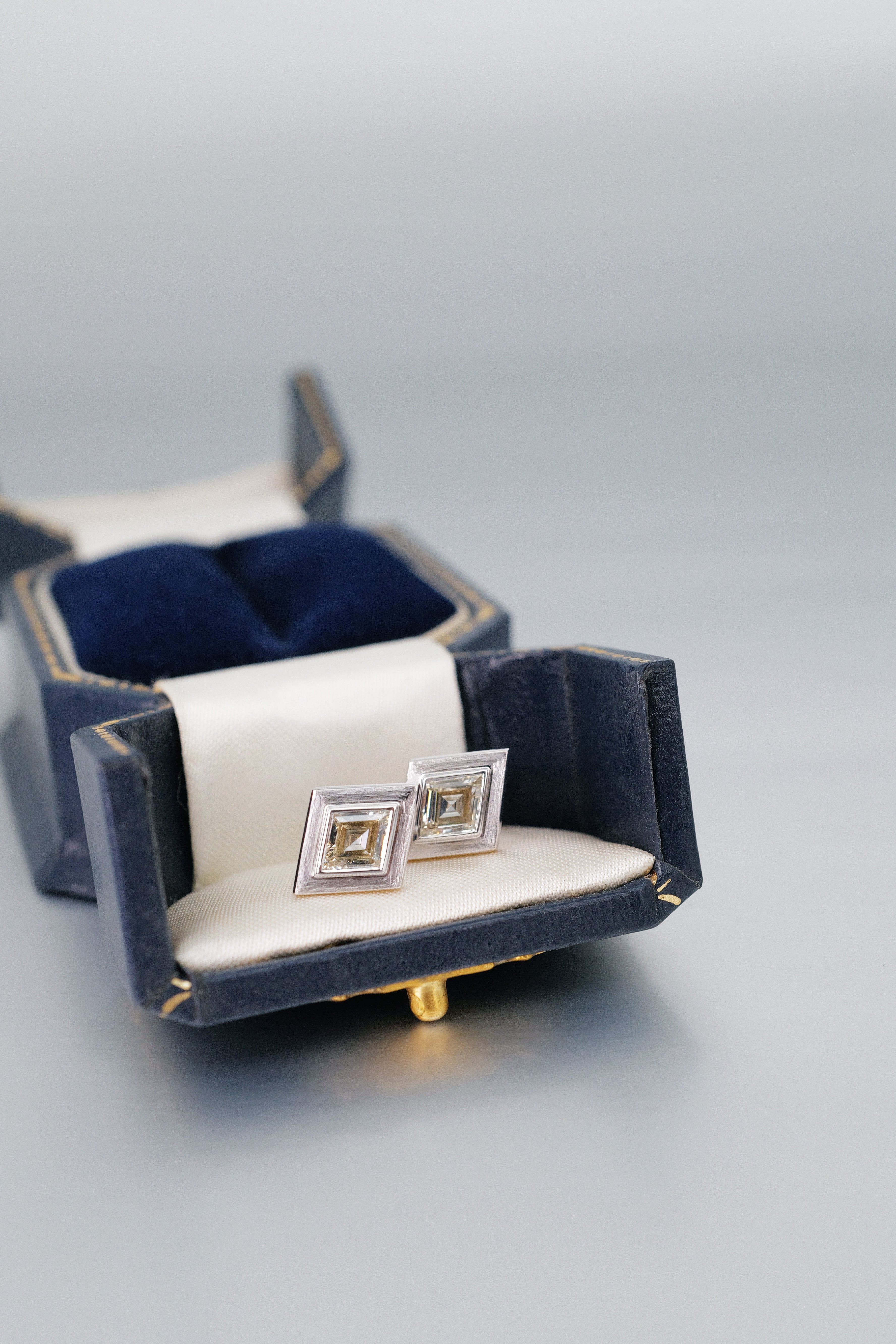 Lozenge Step Cut Natural Diamond Earrings