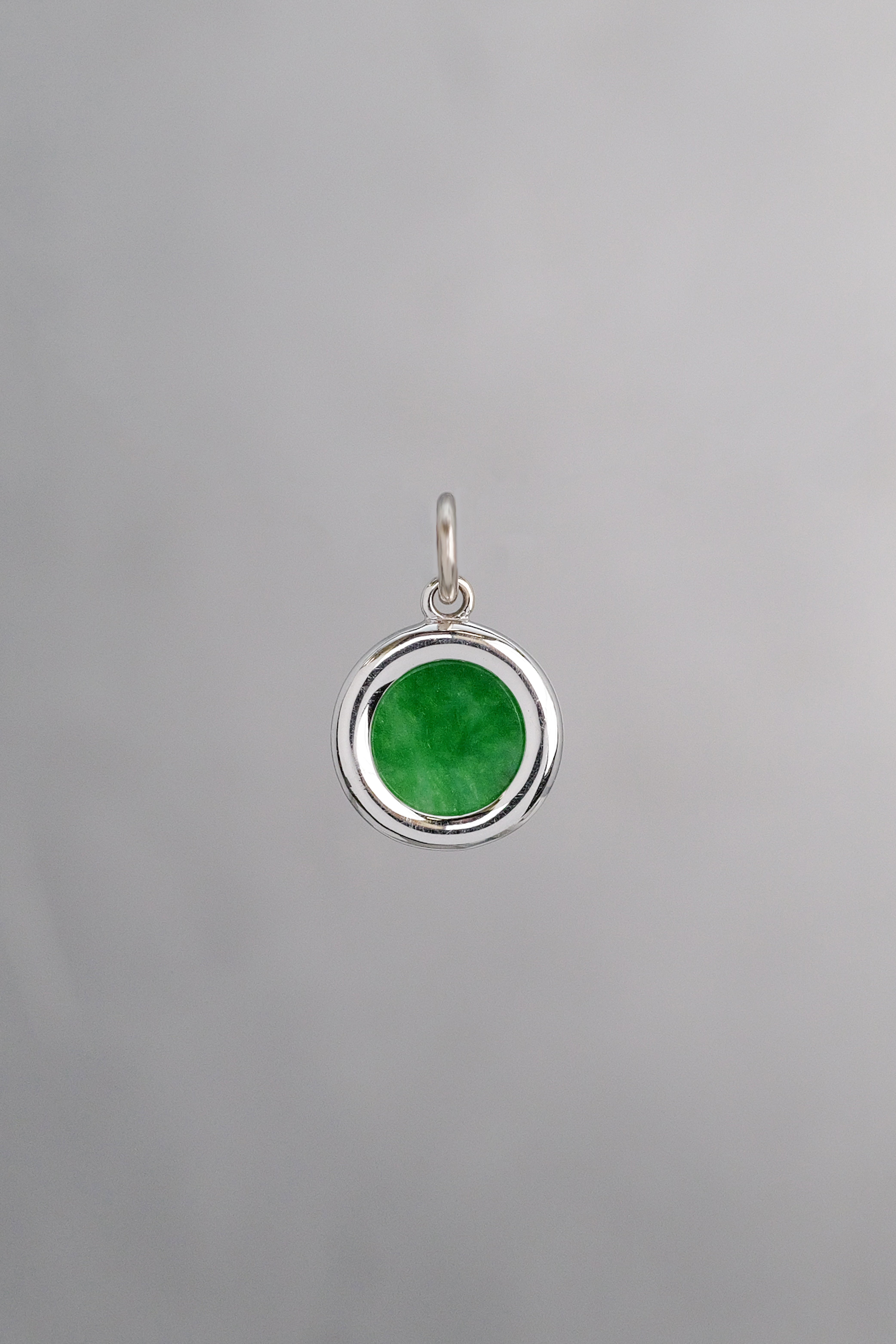 18K White Gold Jadeite Sun Tag
