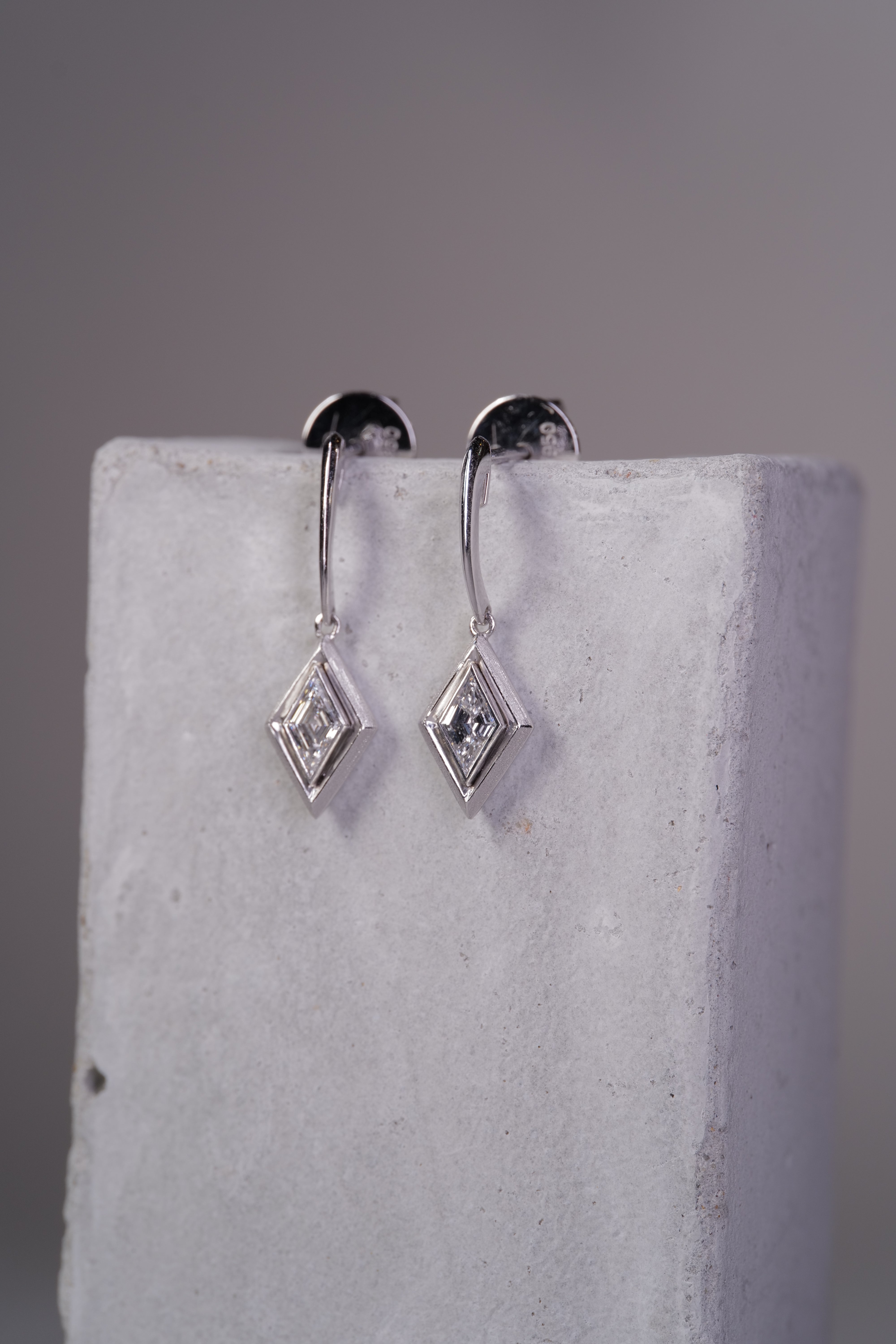0.38ct Kite Step Cut Natural Diamond Earrings
