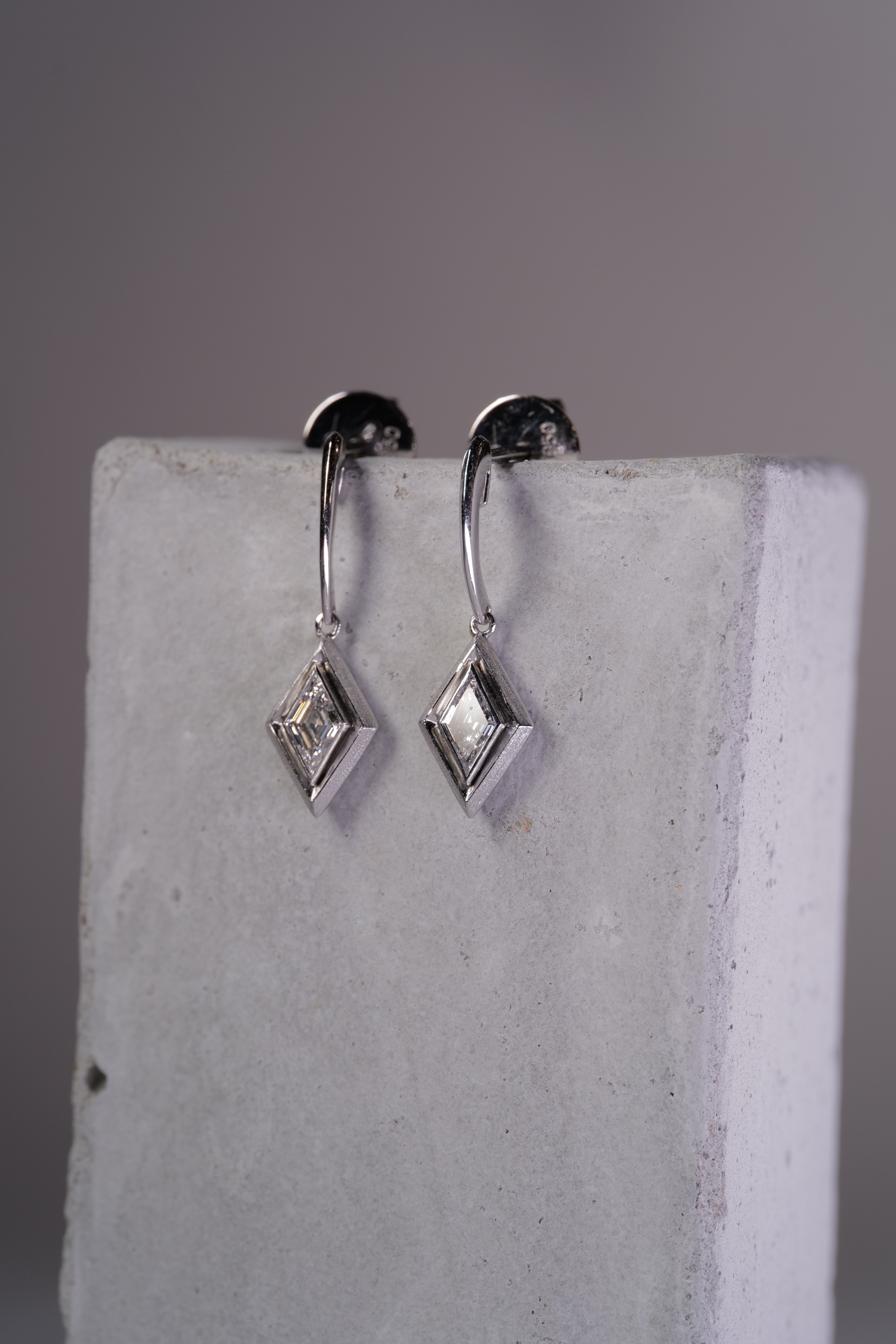 0.38ct Kite Step Cut Natural Diamond Earrings
