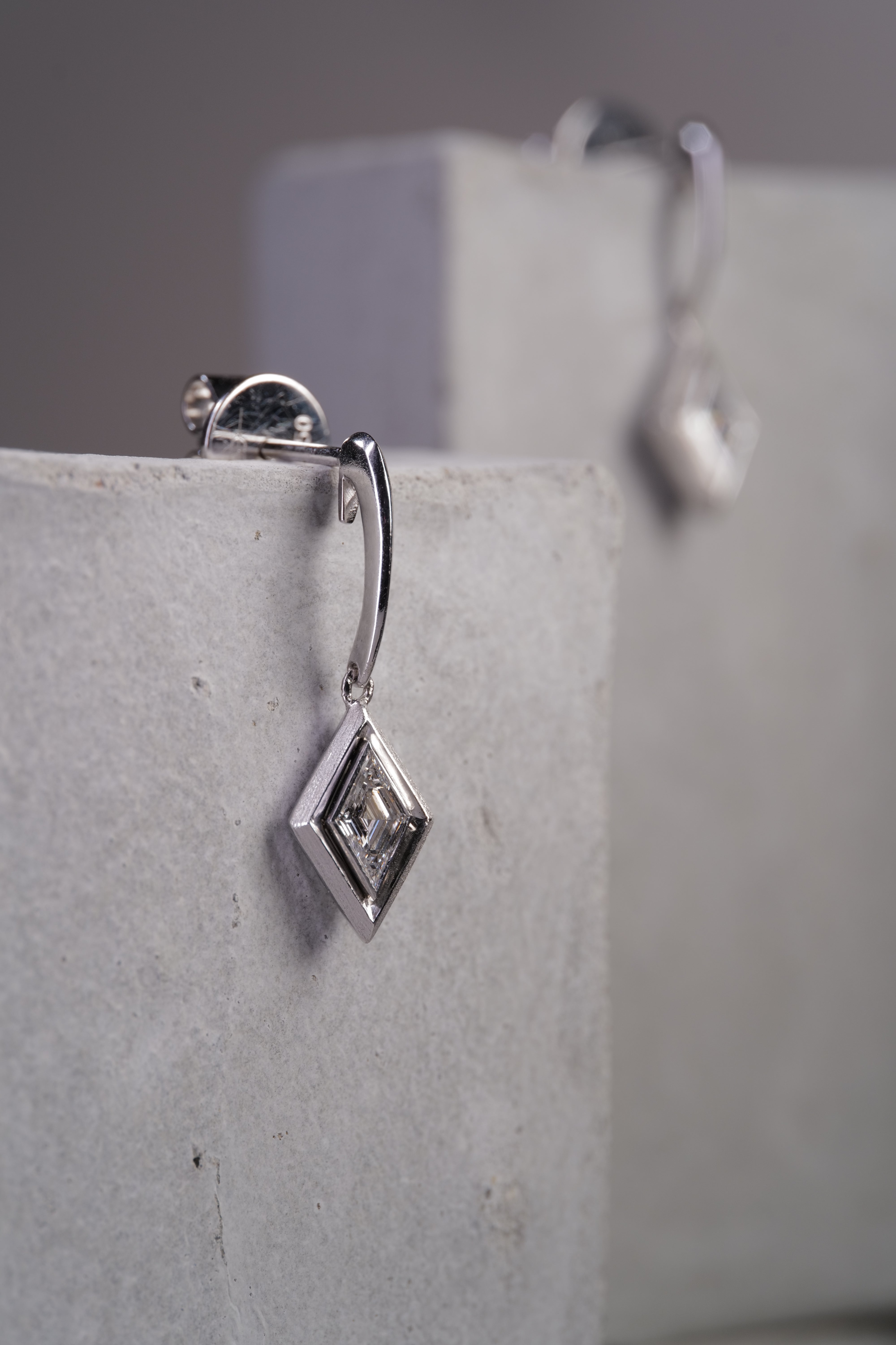 0.38ct Kite Step Cut Natural Diamond Earrings
