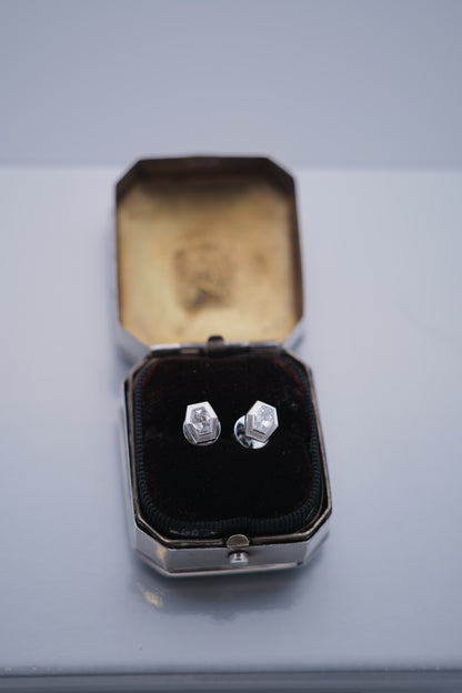 Hexagon Cut Natural Diamond Earrings