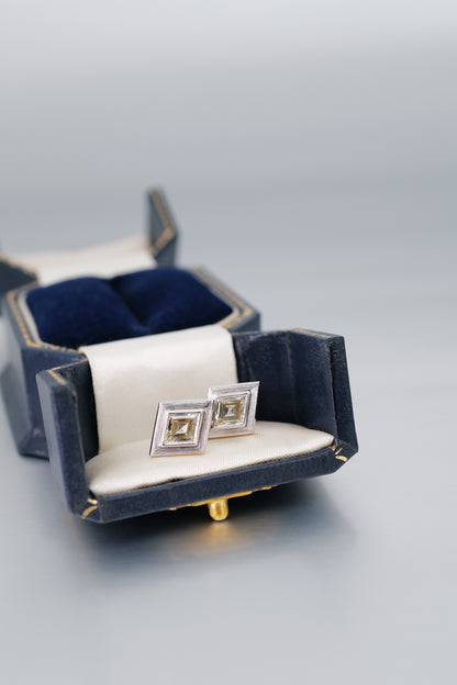 Lozenge Step Cut Natural Diamond Earrings