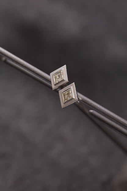 Lozenge Step Cut Natural Diamond Earrings
