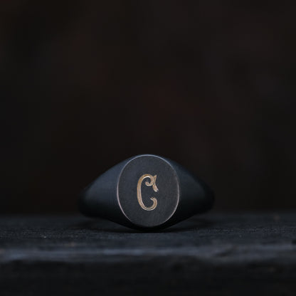 Oval Alphabet Signet Ring