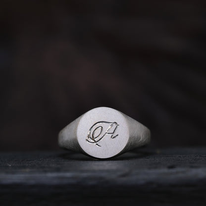 Round Alphabet Signet Ring