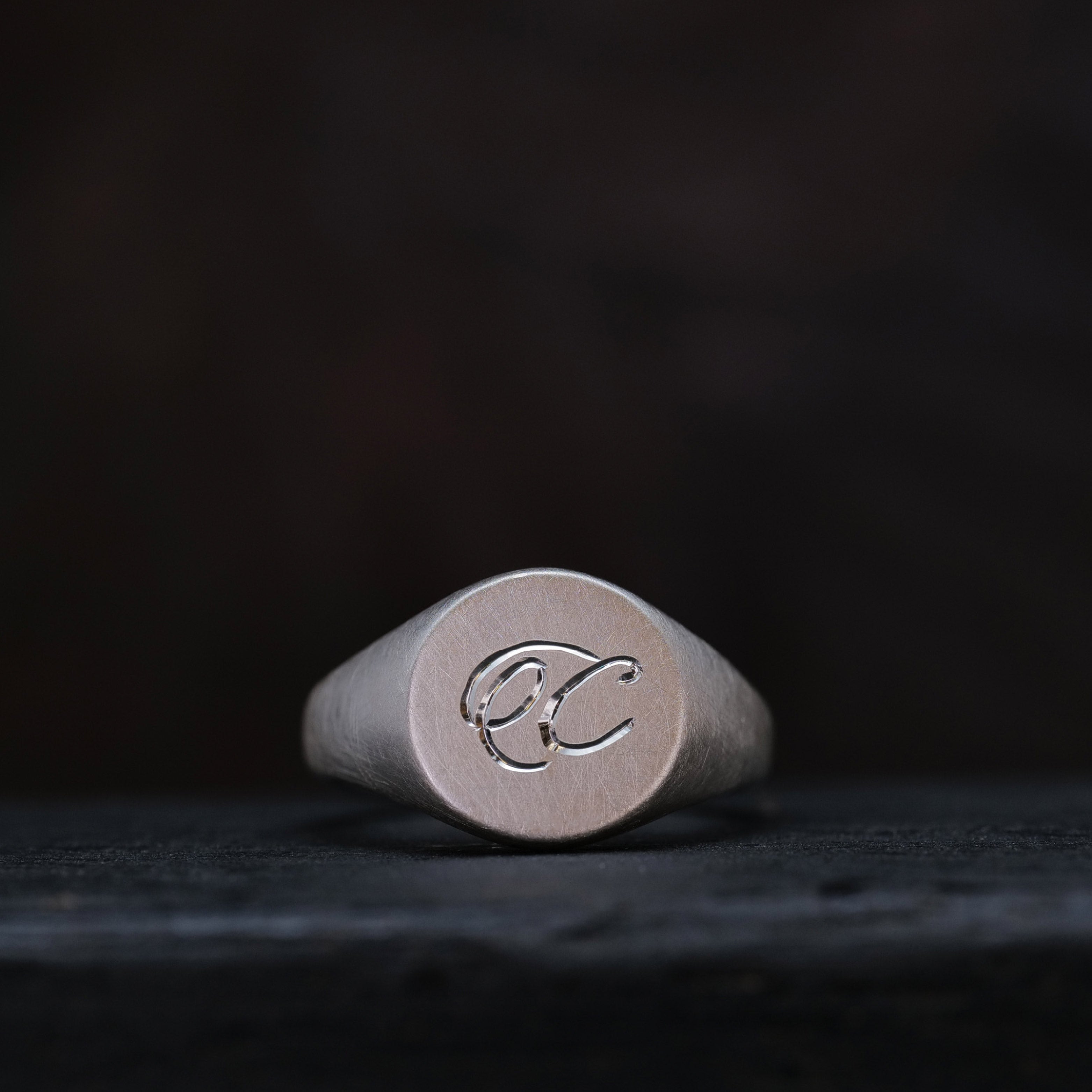 Round Alphabet Signet Ring