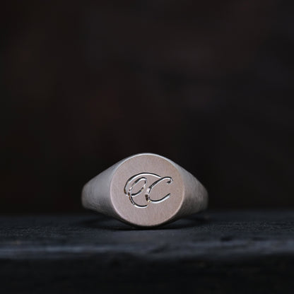 Round Alphabet Signet Ring