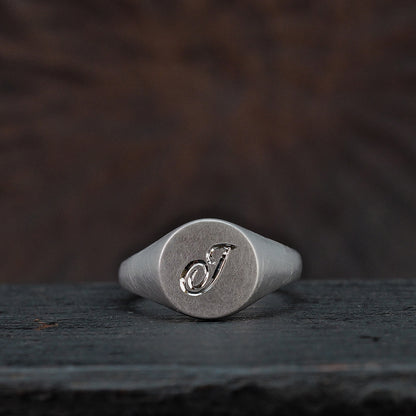 Round Alphabet Signet Ring