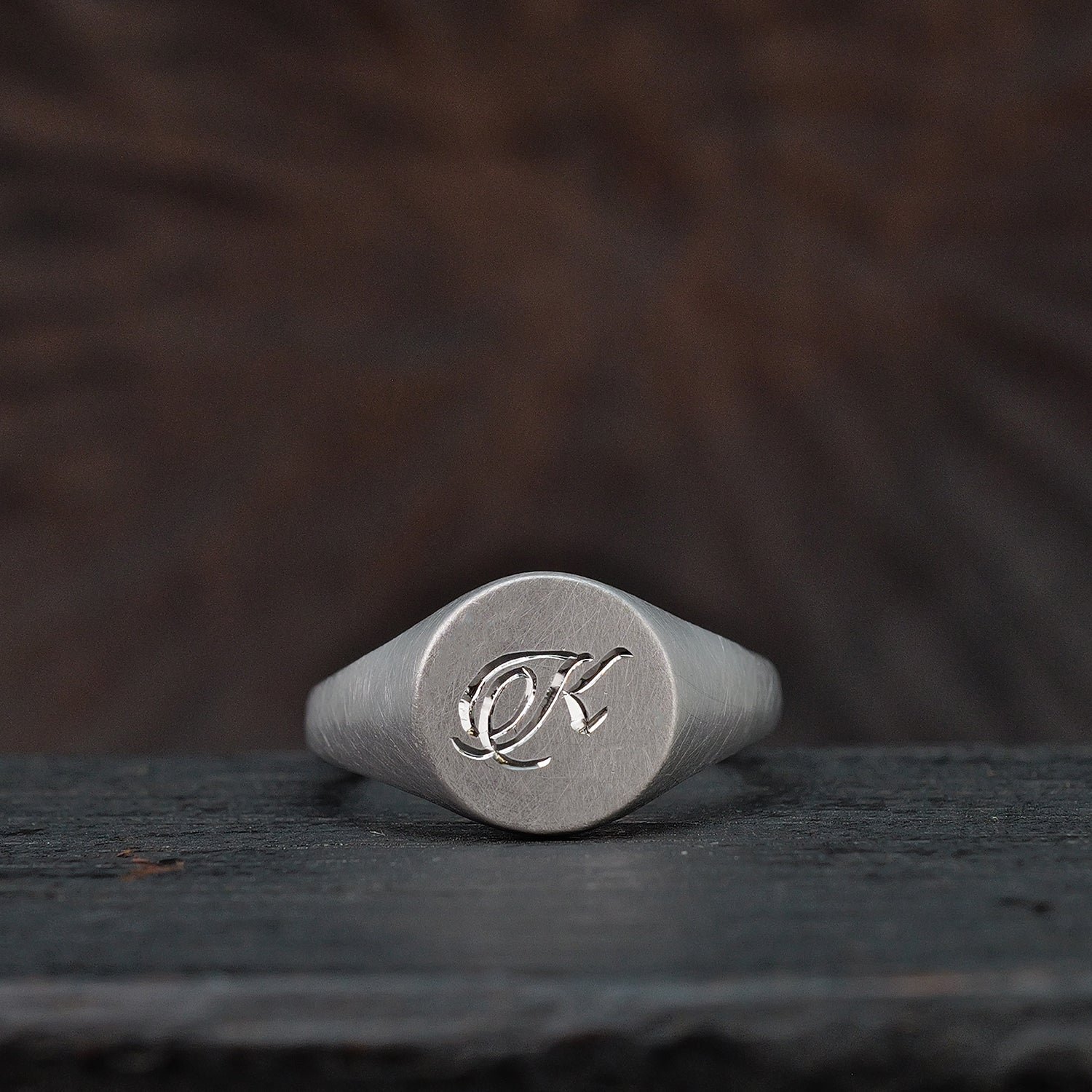 Round Alphabet Signet Ring