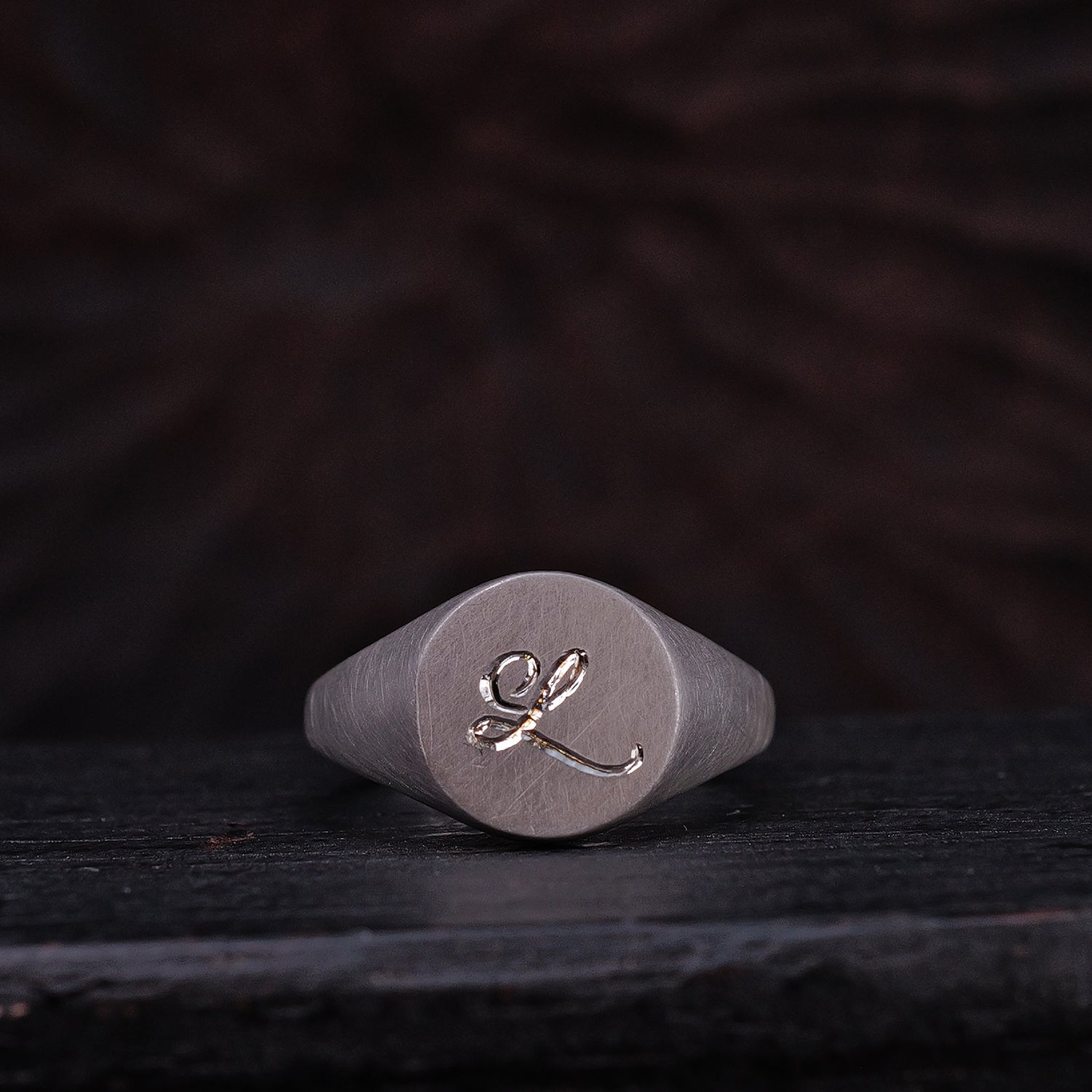 Round Alphabet Signet Ring
