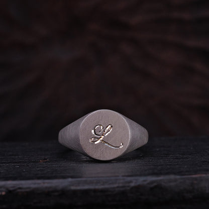 Round Alphabet Signet Ring