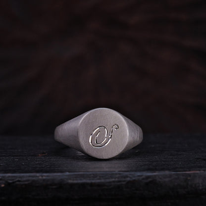 Round Alphabet Signet Ring