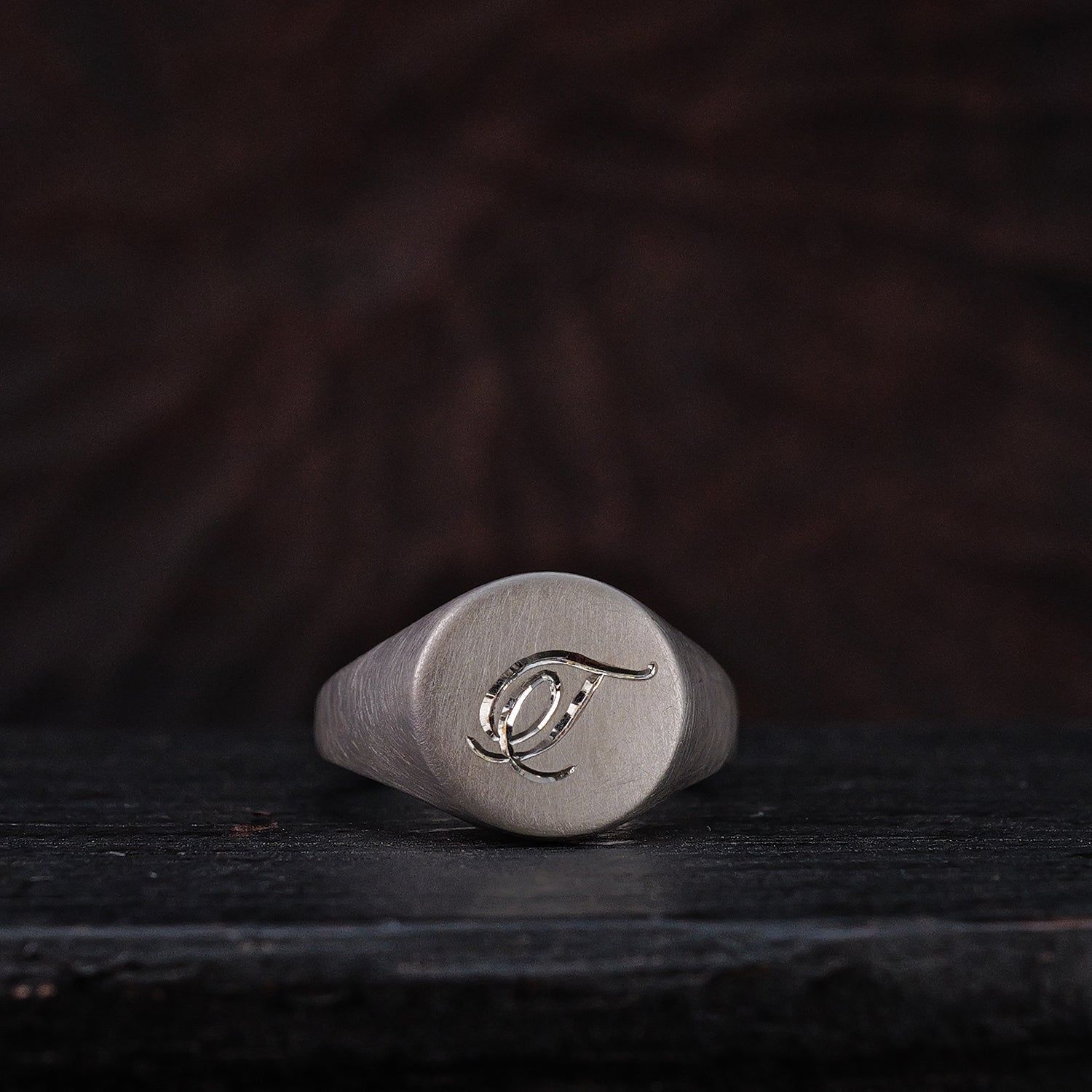 Round Alphabet Signet Ring