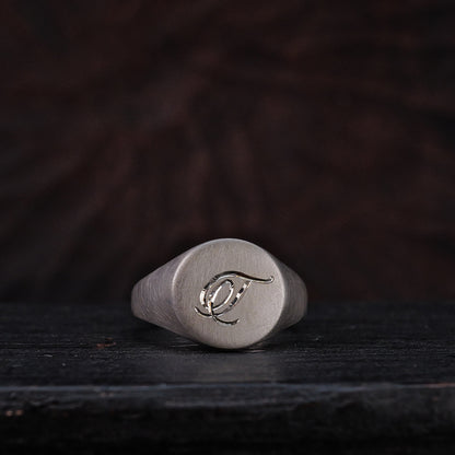 Round Alphabet Signet Ring