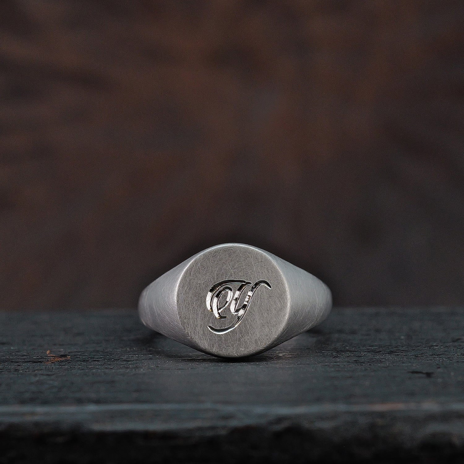 Round Alphabet Signet Ring