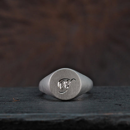 Round Alphabet Signet Ring