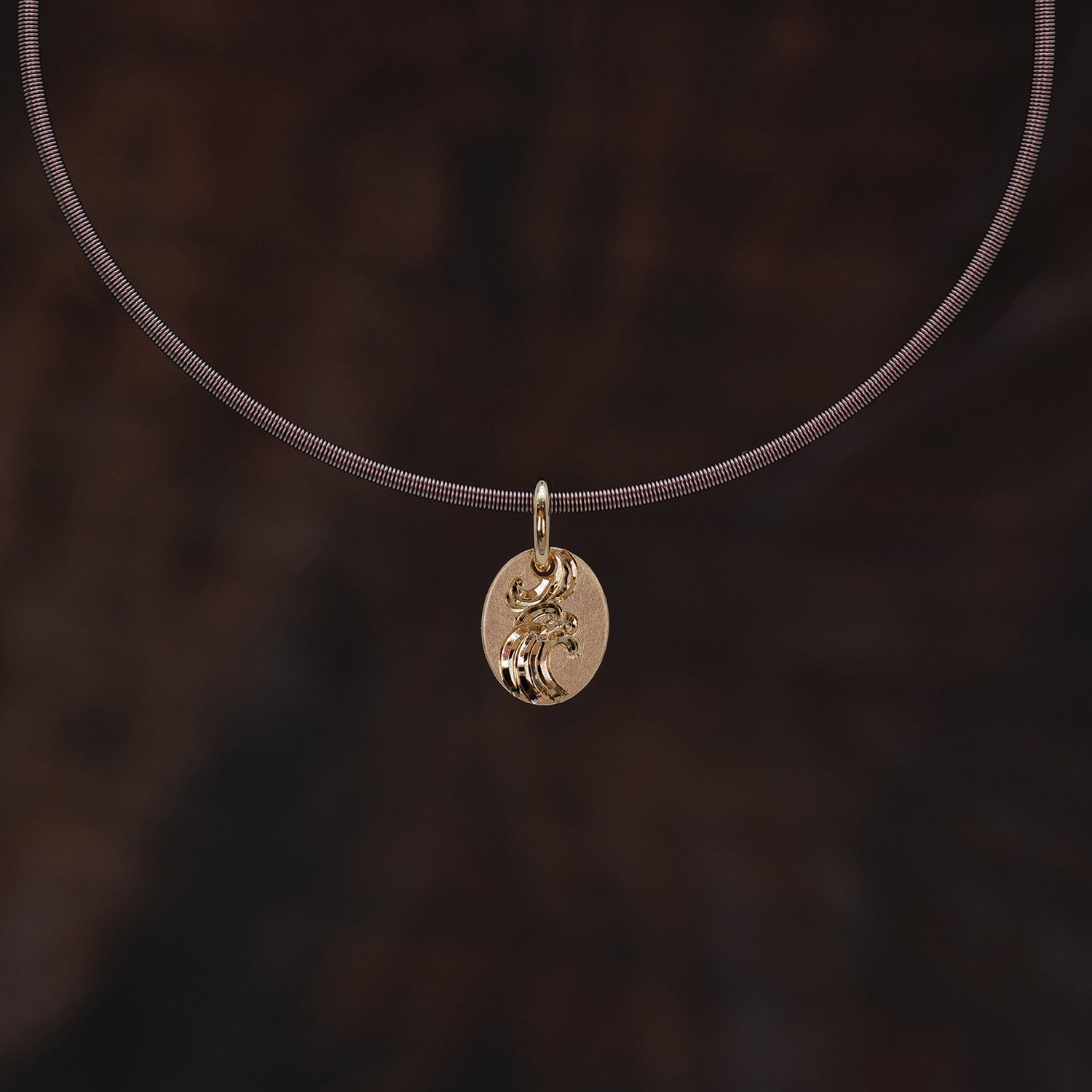 18K Gold Mountains & Sea Sun Tag