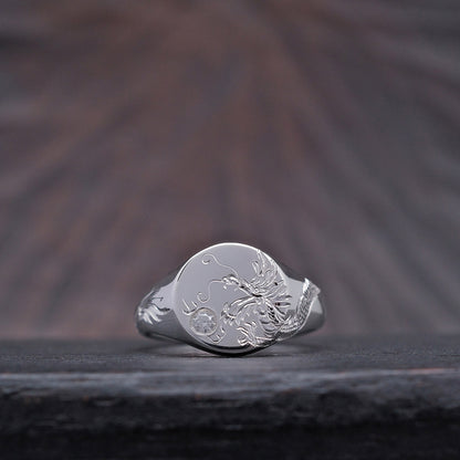 Silver Chinese Zodiac Signet Ring