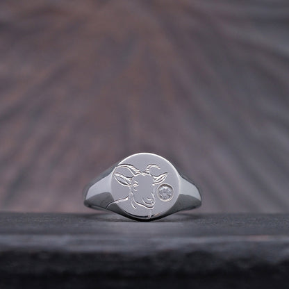 Silver Chinese Zodiac Signet Ring