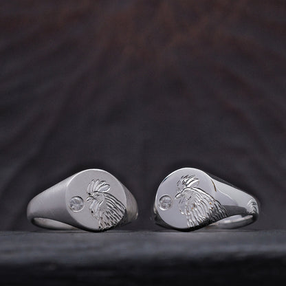 Silver Chinese Zodiac Signet Ring
